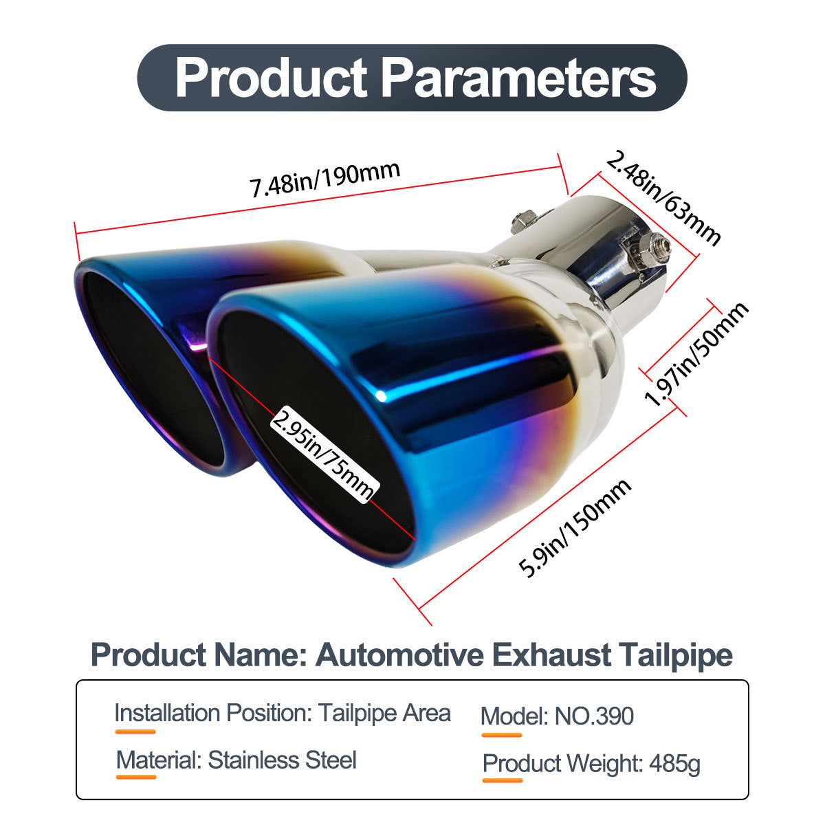 Applicable To Suzuki Vitara 18-20 CHR Izoa Escort Corolla Prius Car Exhaust Pipe Tailpipe