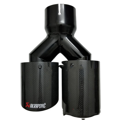 Car Modified Muffler Double Out Bright Black Exhaust Pipe Tail Throat